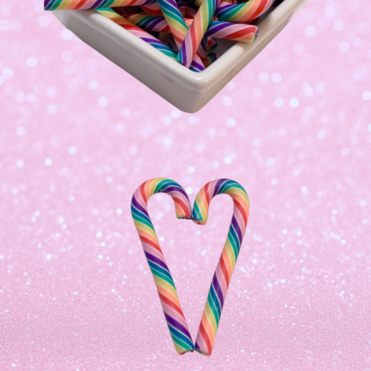 Mini Rainbow Polymer Clay Candy Canes Set of 10