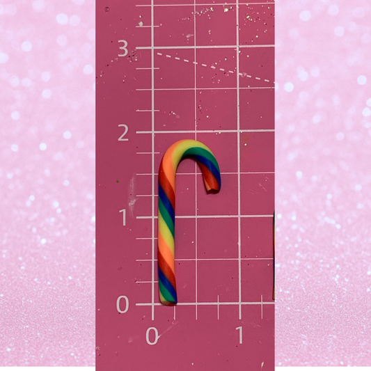 Rainbow Polymer Clay Candy Canes Set of 10 Thick Stripe