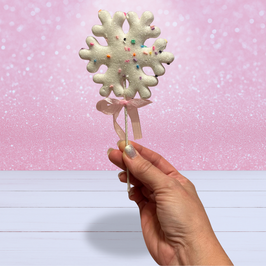 Snowflake Pick with Fake Sprinkles - White