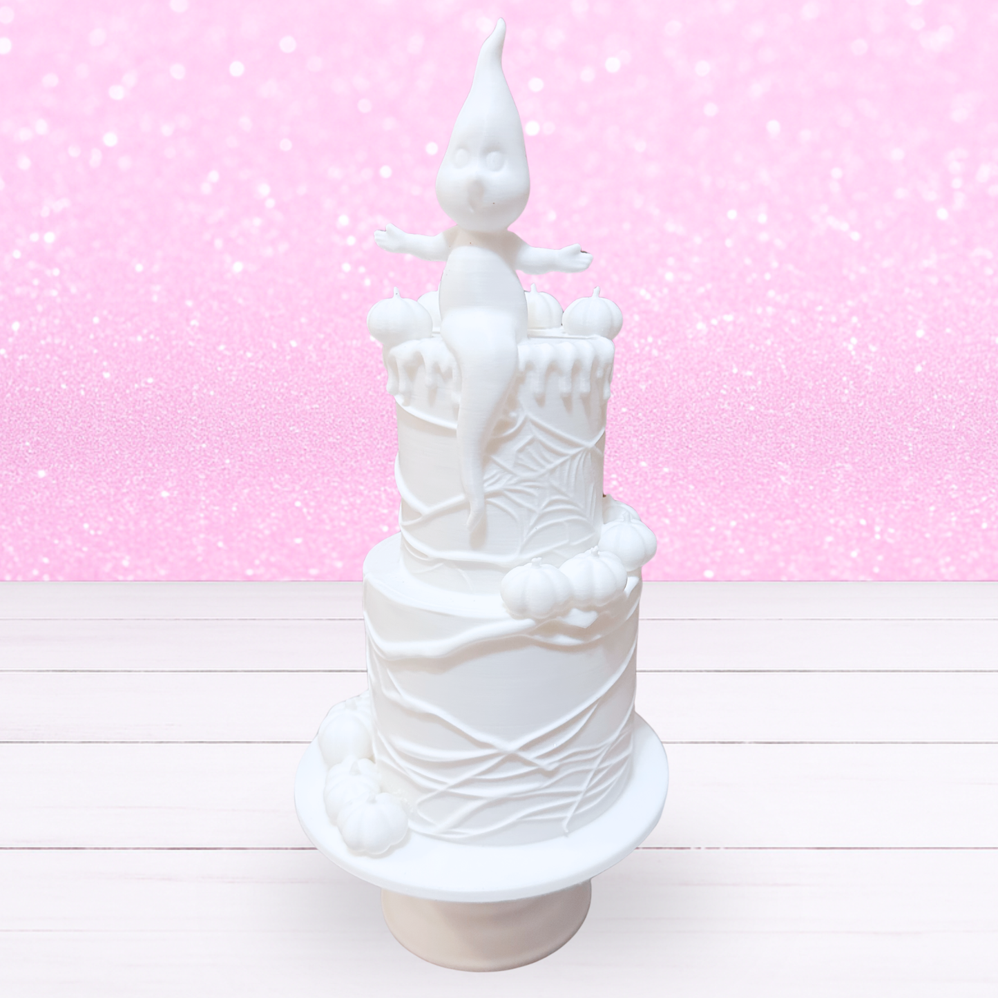 2 Tier Halloween Ghost Cake and Stand - Made-To-Order