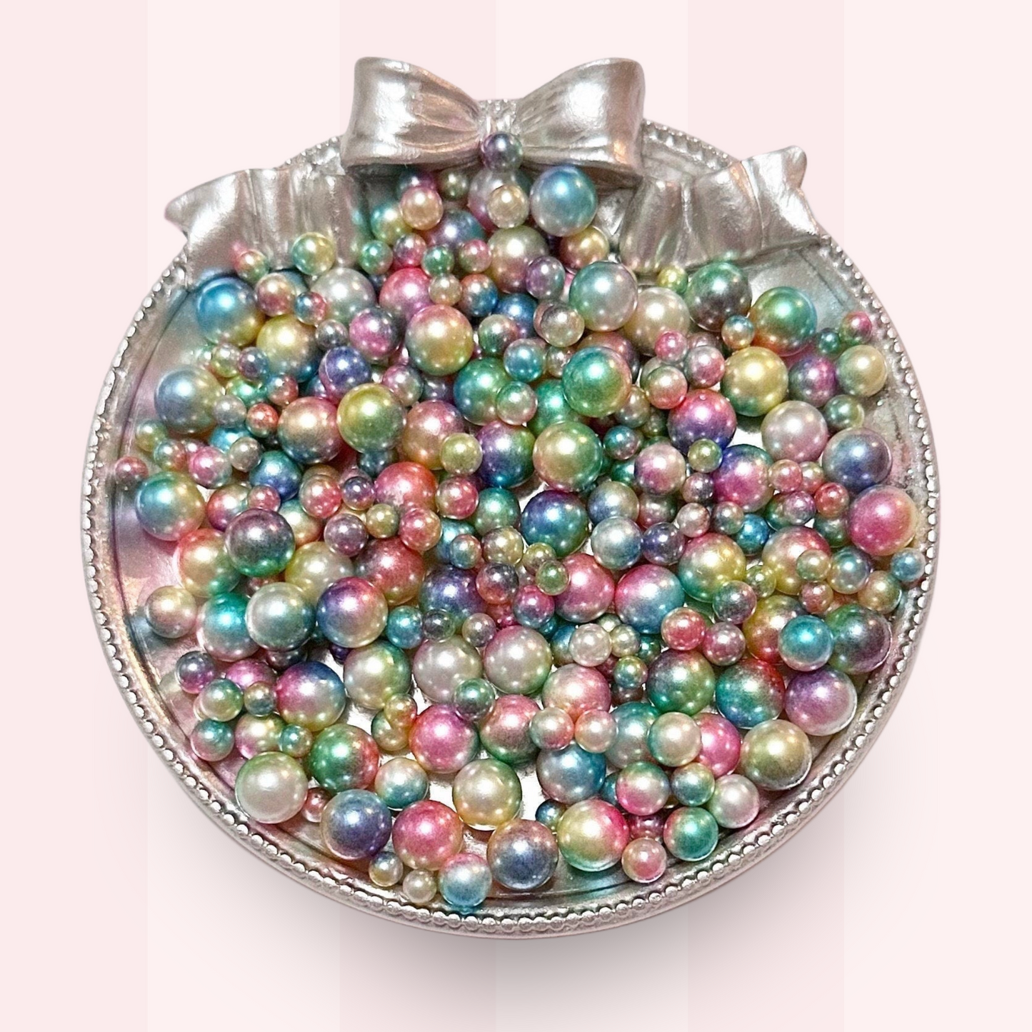 No Hole Pearls, Bright Rainbow Pearls, Rainbow Gradient Pearls, Mixed Sizes with No Hole, 40 Grams