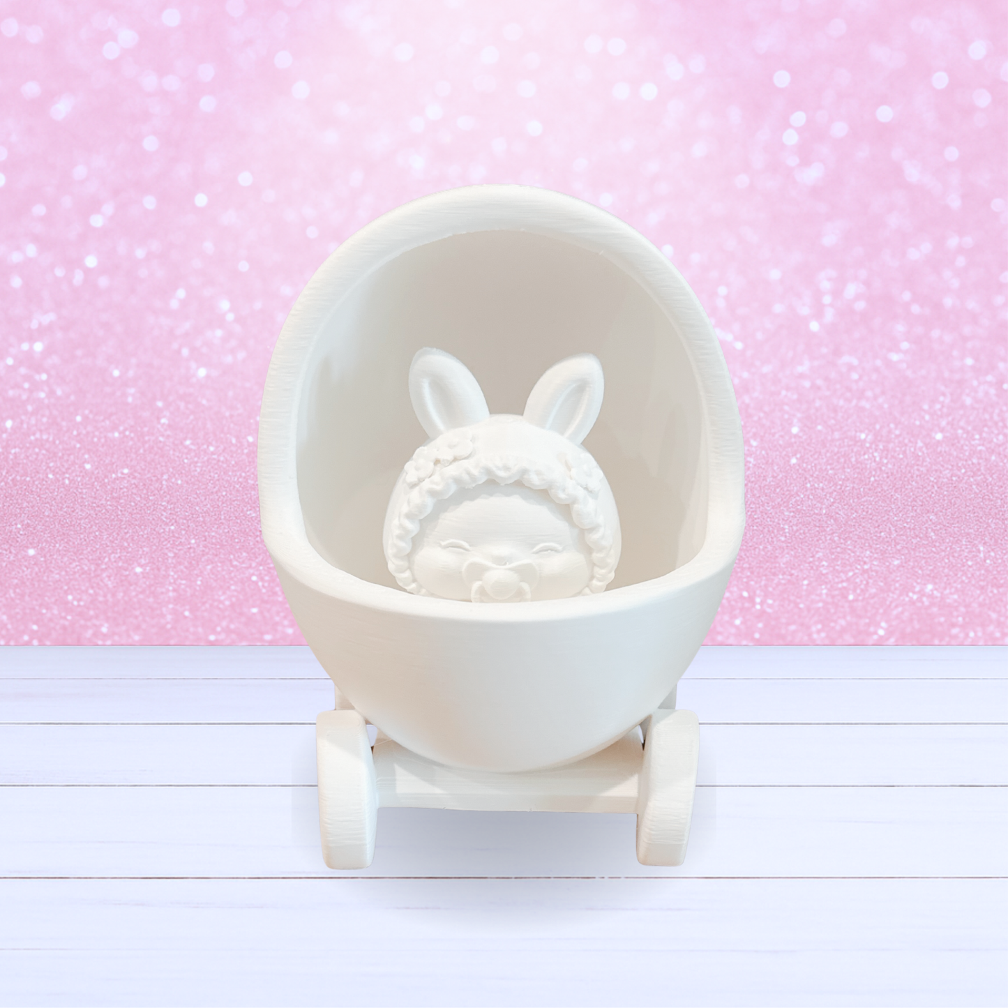 Baby Carriage Egg + Baby Bunny 2 Piece Set - Made to Order