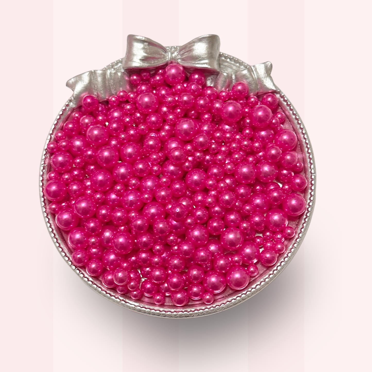 No Hole Pearls, Dark Pink Pearls, Mixed Sizes with No Hole, 40 Grams