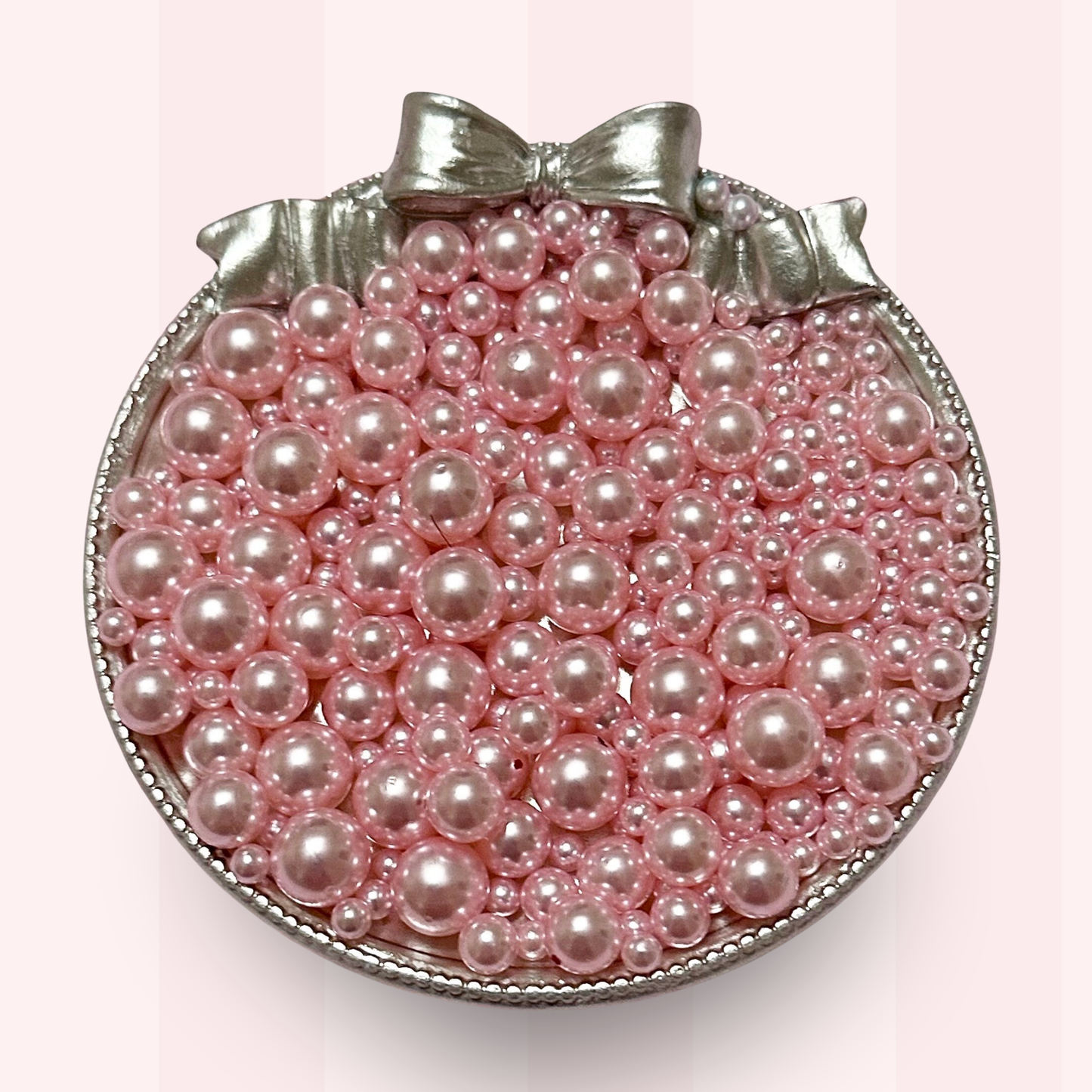 No Hole Pearls, Light Pink Pearls, Mixed Sizes with No Hole, 40 Grams