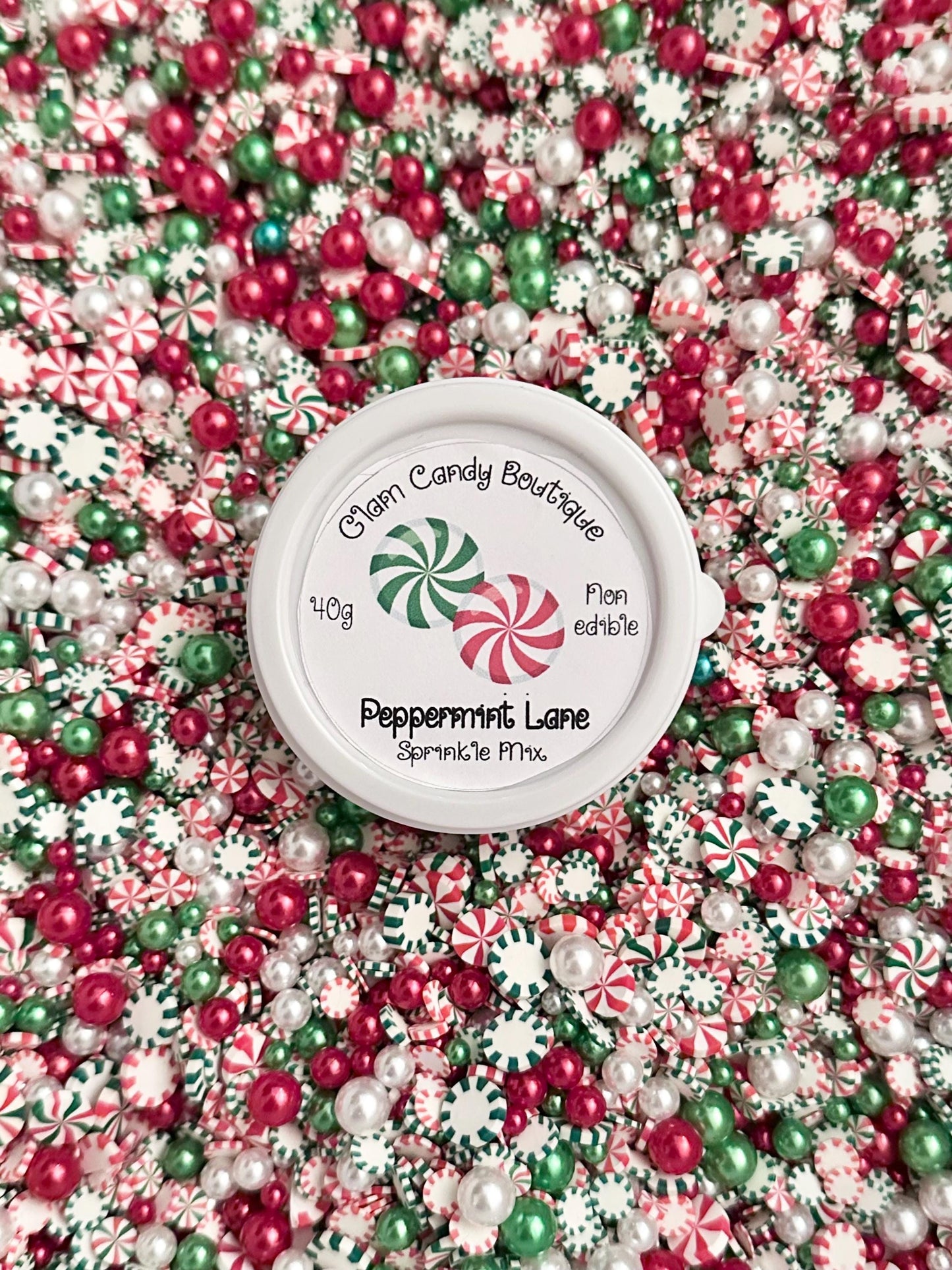 Peppermint Lane Sprinkles, Fake Peppermint Sprinkles, Christmas Sprinkles