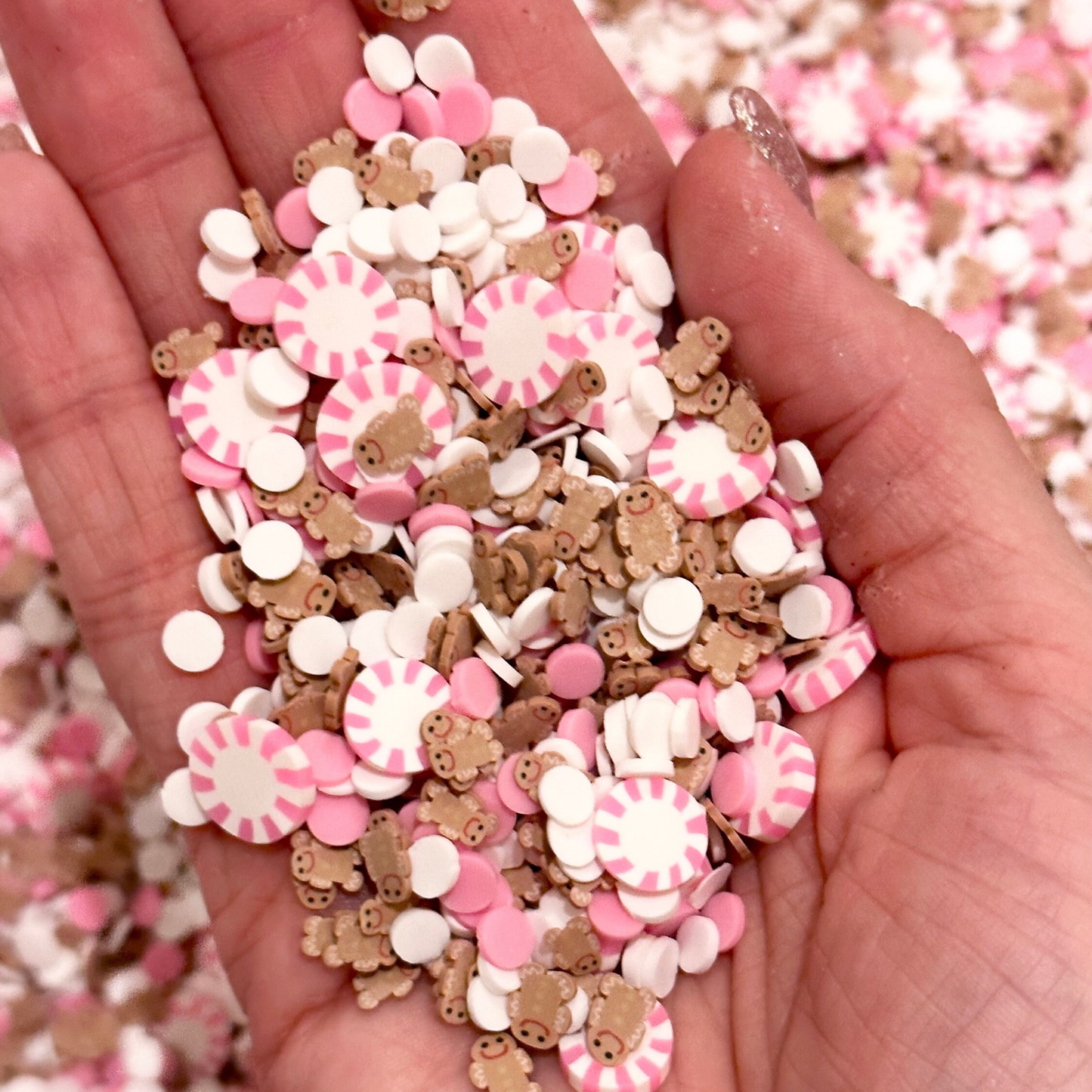 Pink Gingie Sprinkles, Fake Peppermint Sprinkles, Gingerbread Sprinkles, Pink Christmas Sprinkles