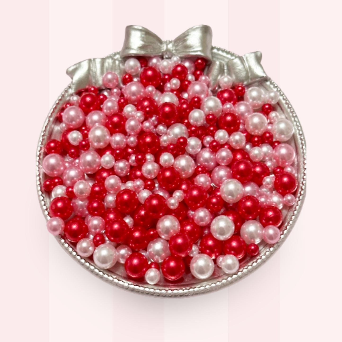 No Hole Pearls, Valentines Pearls, Red and Pink Pearls, Mixed Sizes with No Hole, 40 Grams