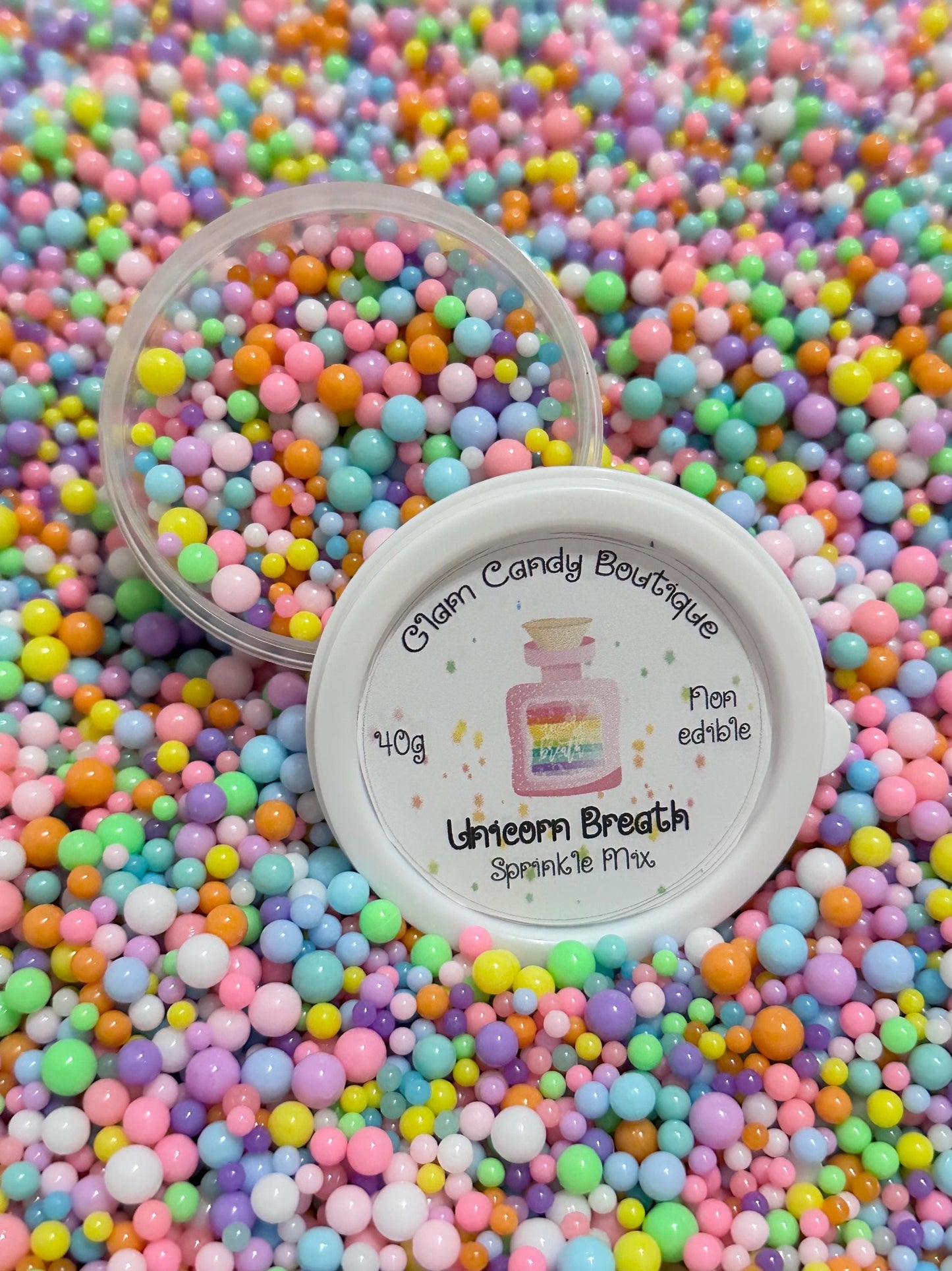 Unicorn Breath Sprinkles, Pastel Rainbow Fake Ball Sprinkles - 40 Grams