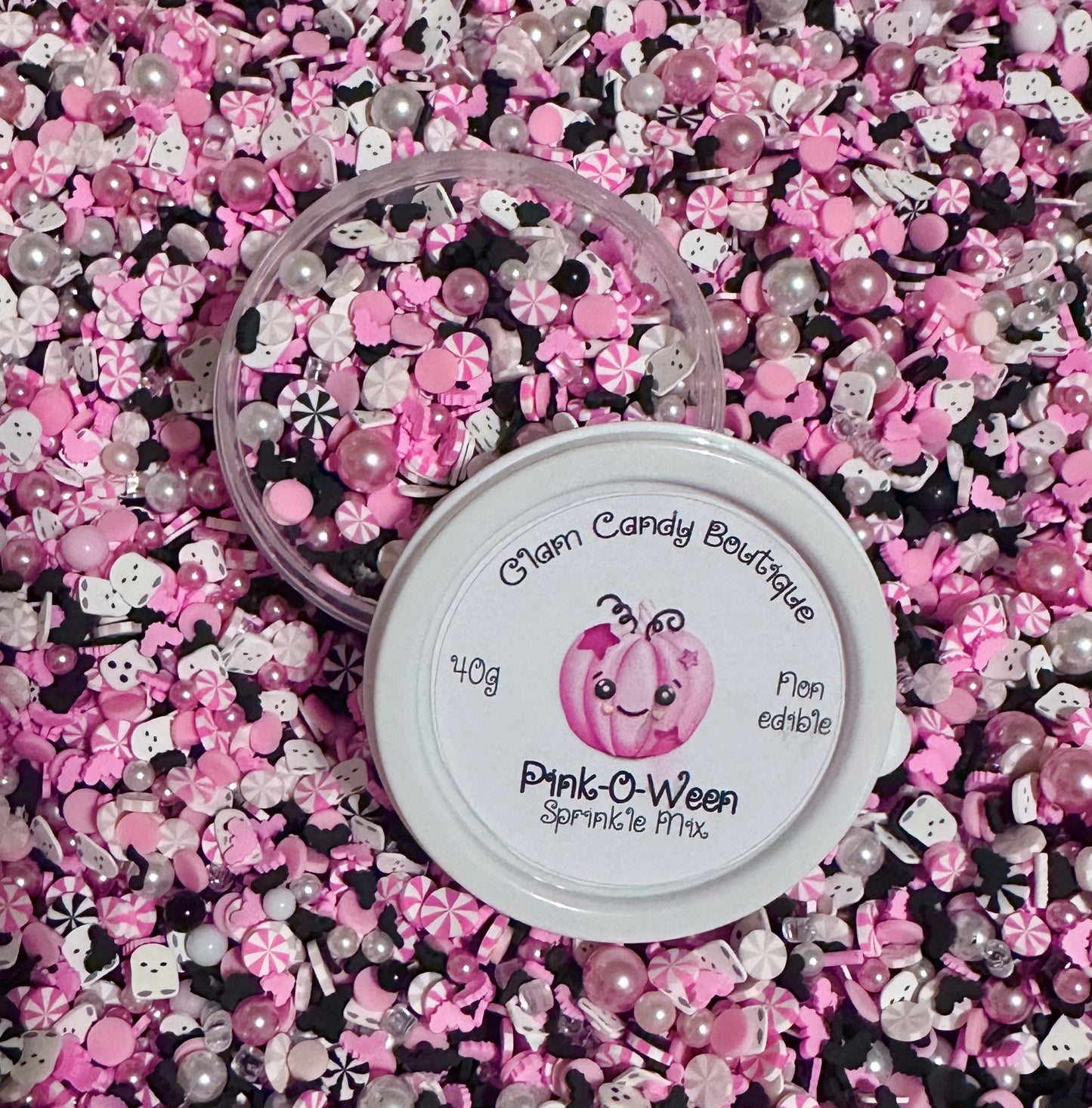 Pink-O-Ween Sprinkles, Pink Halloween Sprinkles, Fake Sprinkles