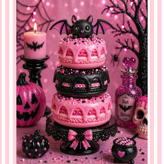 3D Printed - Macaron Stack with Bat - Made To Order