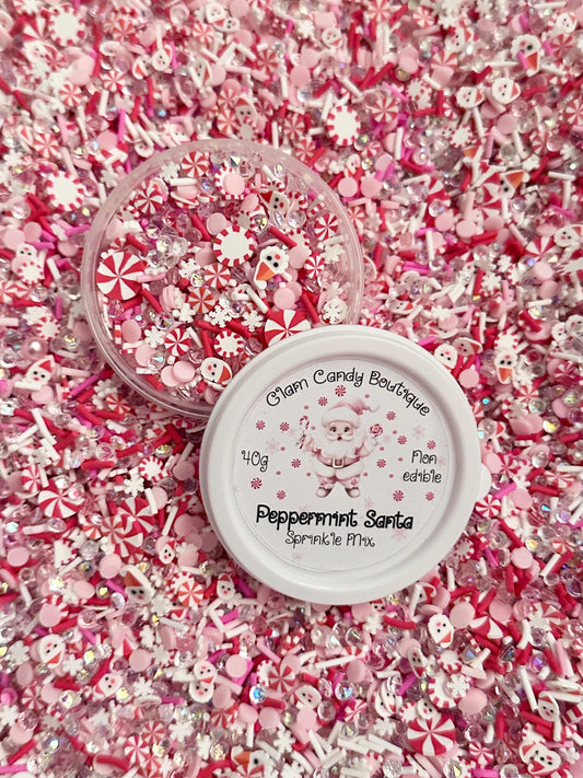 Peppermint Santa Sprinkles, Fake Pink Christmas Sprinkles