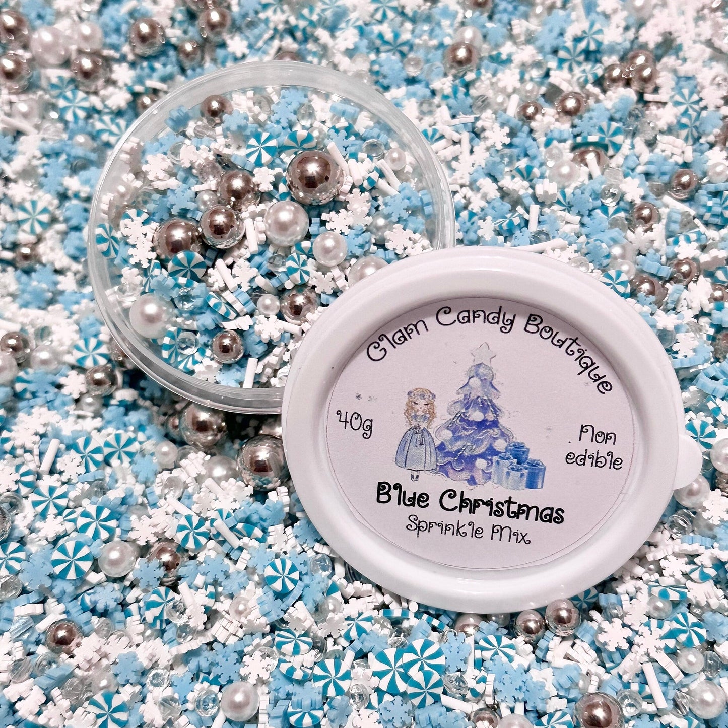 Blue Christmas Sprinkles, Fake Sprinkles, 40 Grams