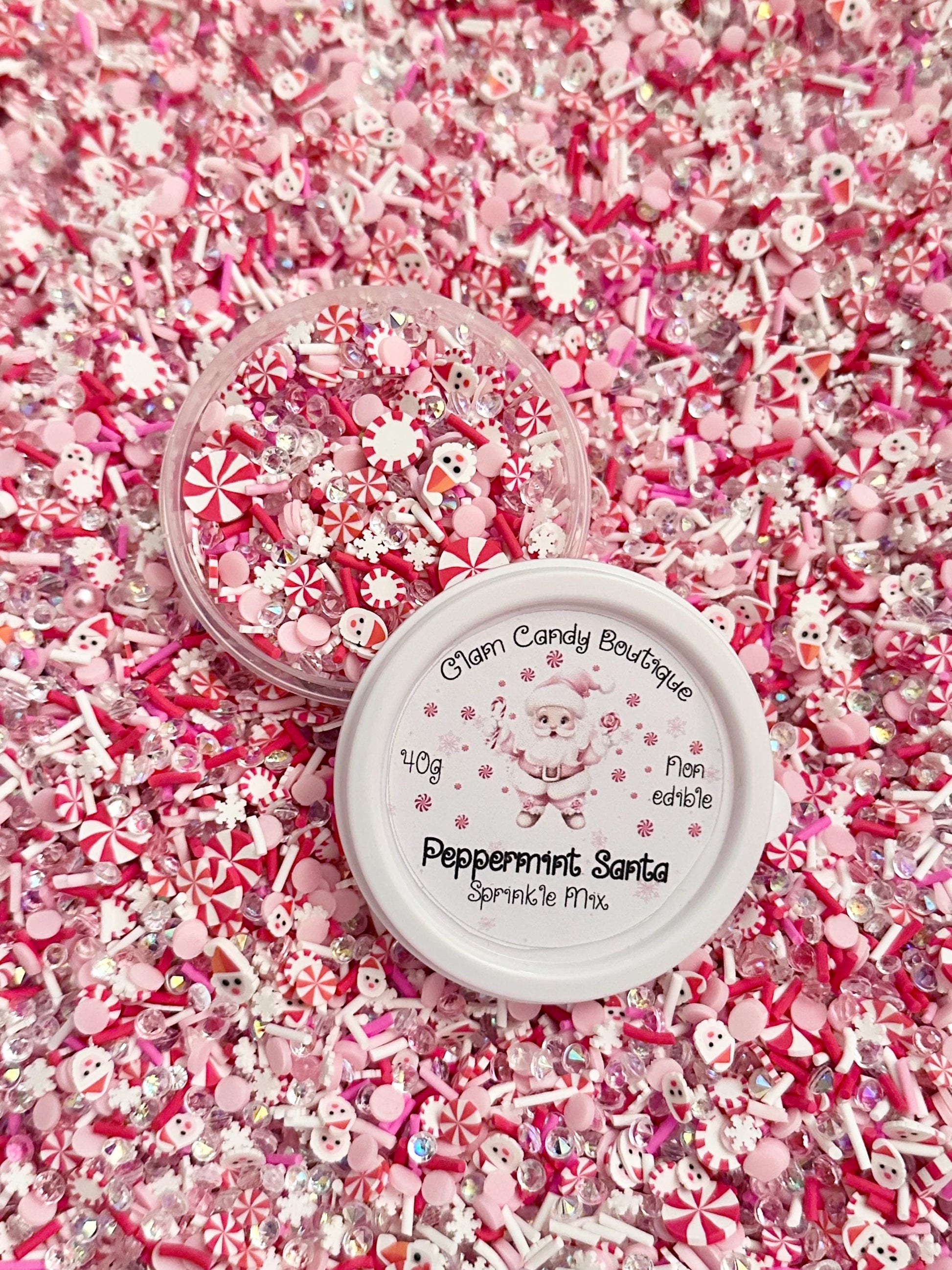 Peppermint Santa Sprinkles, Fake Pink Christmas Sprinkles