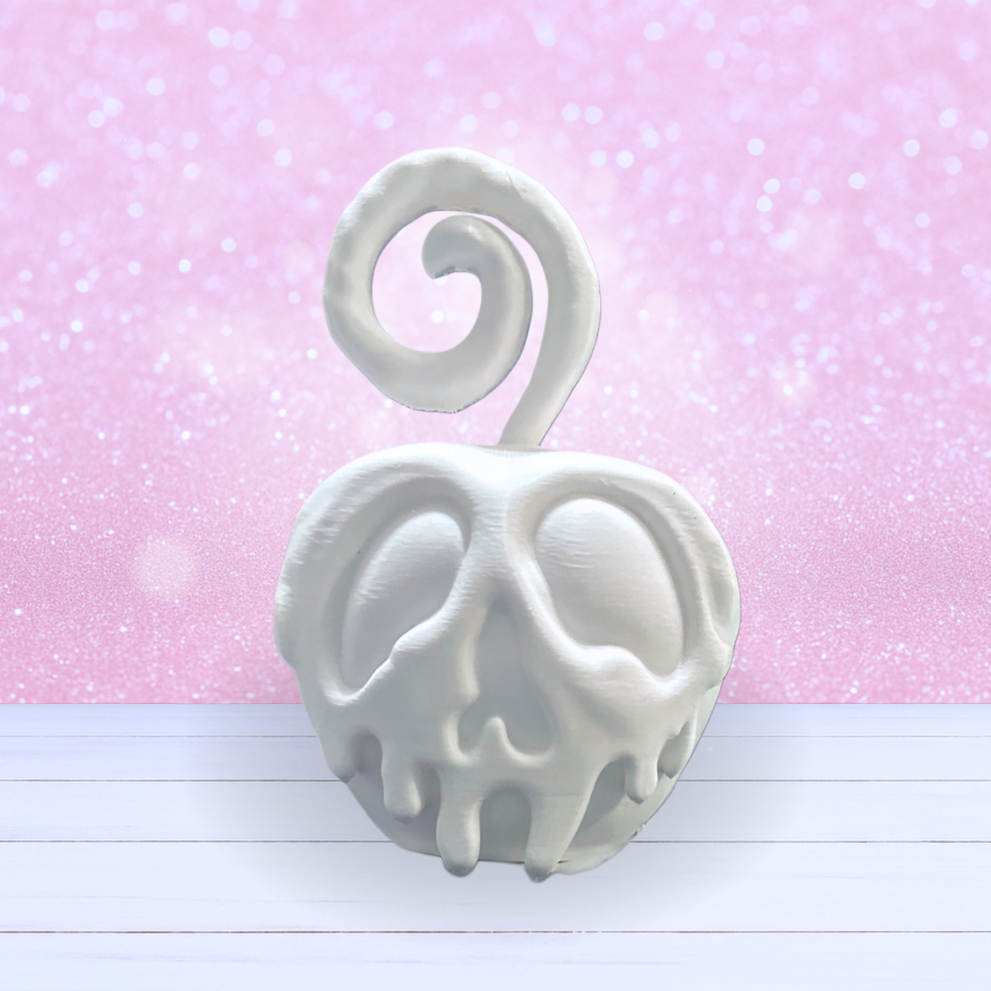 3D Printed White Poisoned Apple - 6 Inch - Ready To Ship - Only 1 Available