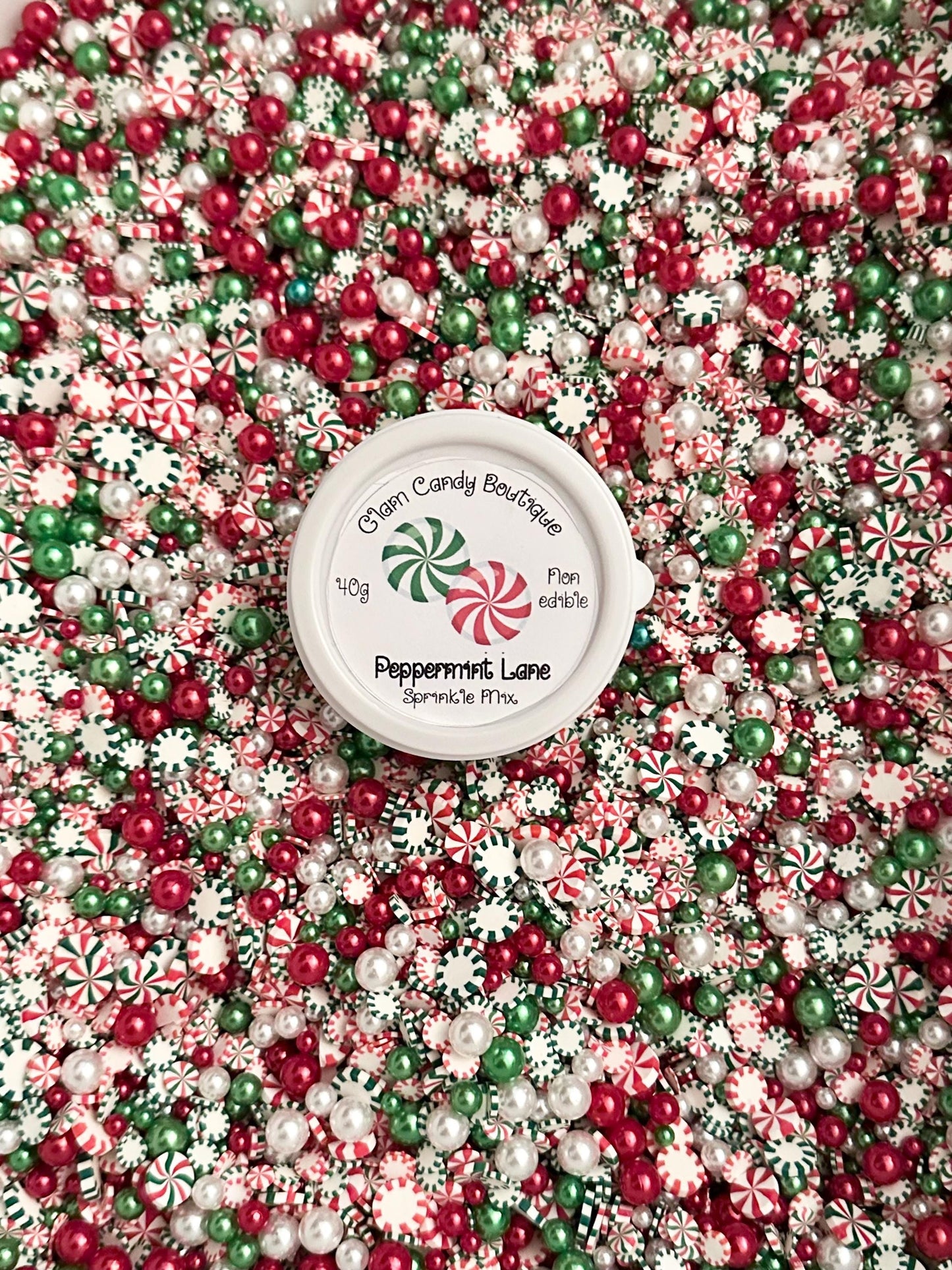 Peppermint Lane Sprinkles, Fake Peppermint Sprinkles, Christmas Sprinkles