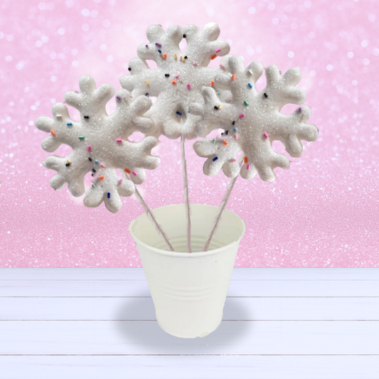 Snowflake Pick with Fake Sprinkles - White