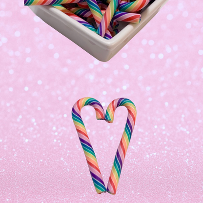 Mini Rainbow Polymer Clay Candy Canes Set of 10