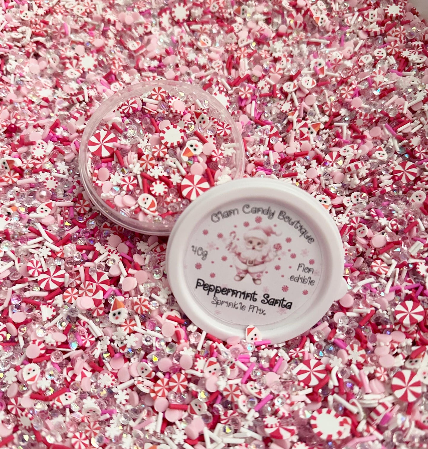 Peppermint Santa Sprinkles, Fake Pink Christmas Sprinkles