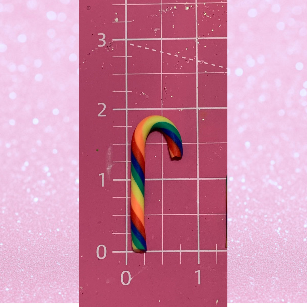 Rainbow Polymer Clay Candy Canes Set of 10 Thick Stripe