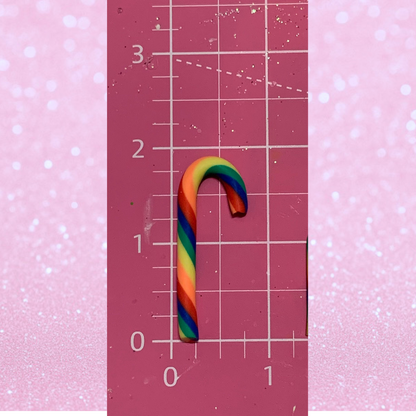 Rainbow Polymer Clay Candy Canes Set of 10 Thick Stripe