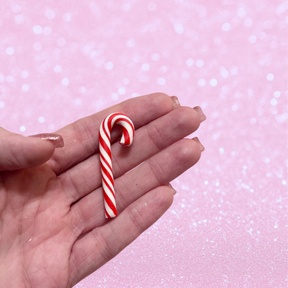 Fake Peppermint Candy Canes, Polymer Clay Candy Canes, Red and White, Thick Stripe, Set of 10