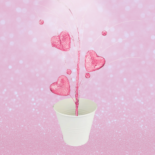 13 Inch Glittering Heart Tree Pick