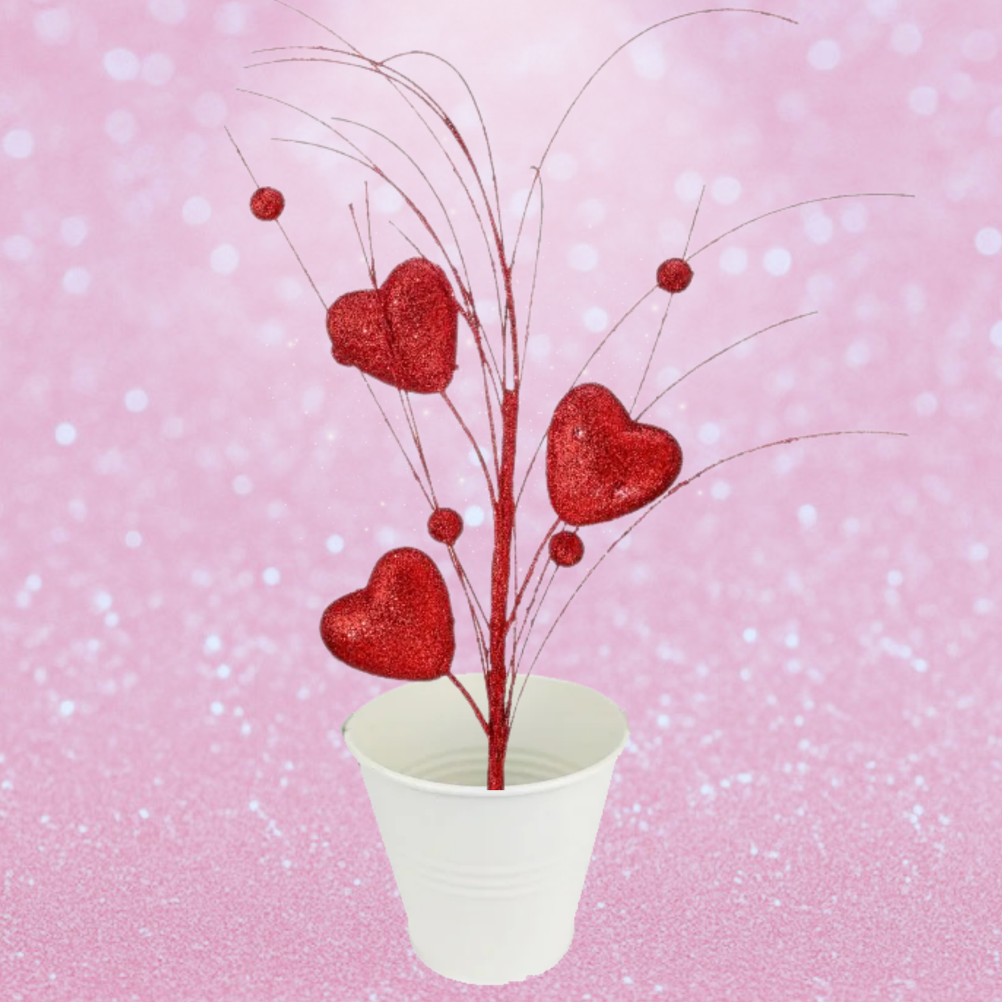 13 Inch Glittering Heart Tree Pick