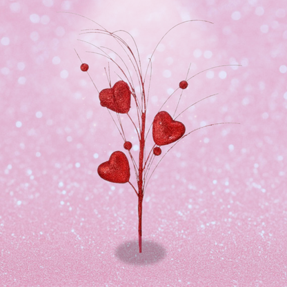 13 Inch Glittering Heart Tree Pick