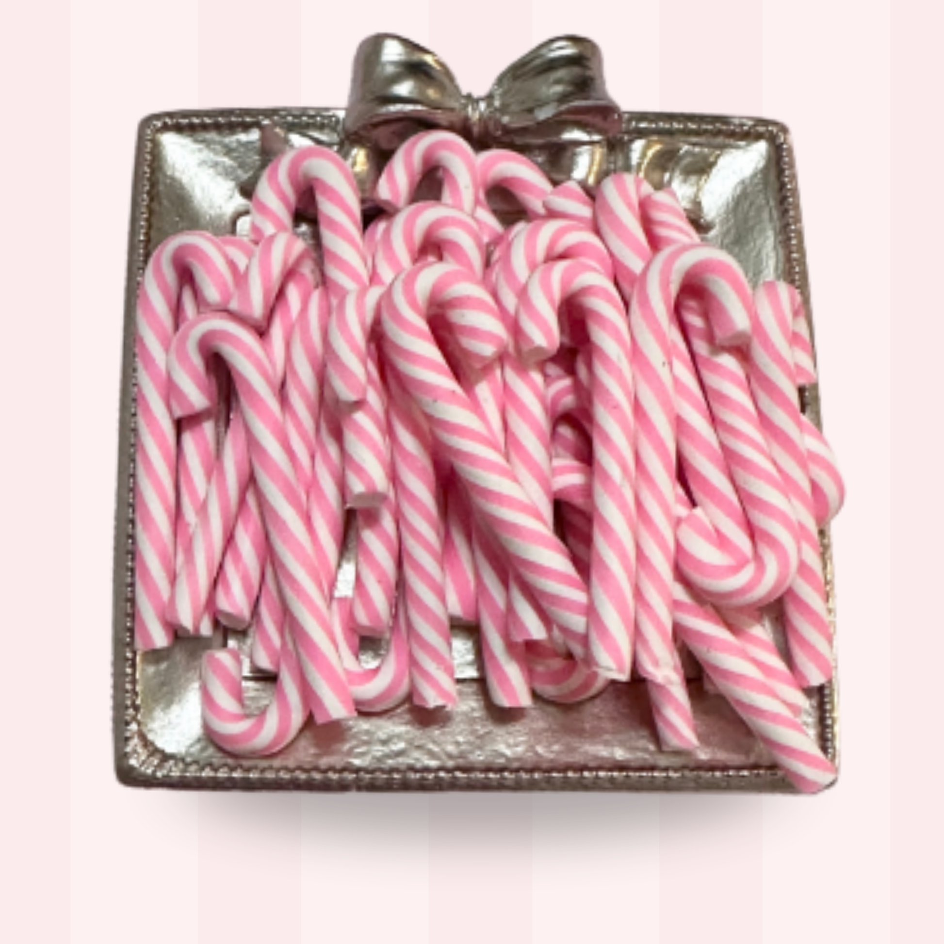 Fake Pink Candy Canes, Polymer Clay Candy Canes, Set of 10