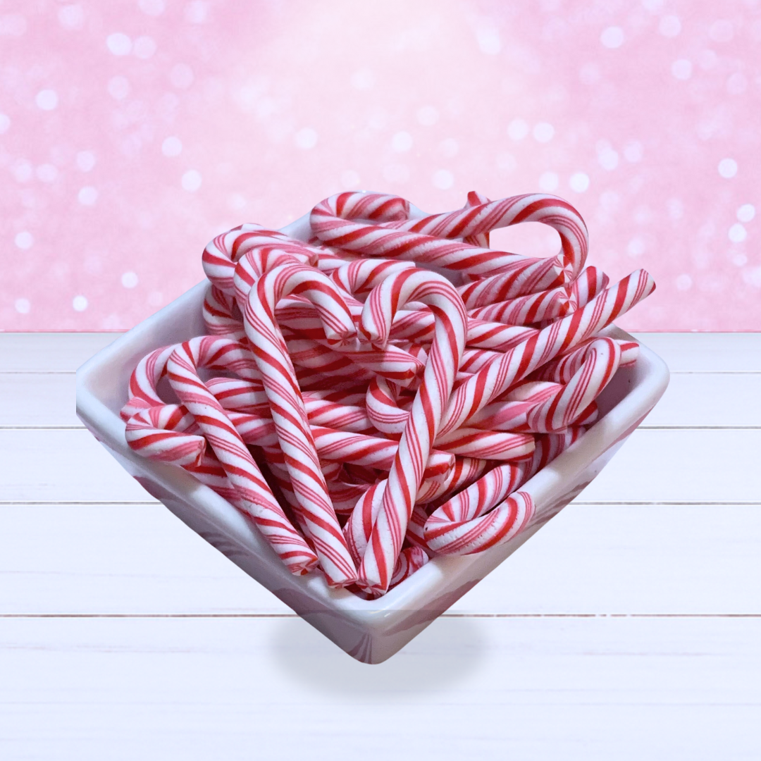 Fake Peppermint Candy Canes, Polymer Clay Candy Canes, Red and White, Choice of 2 Sizes, Set of 10