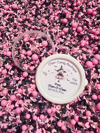 Pink Glam-O-Ween Sprinkles, Pink Halloween Sprinkles, Fake Sprinkles