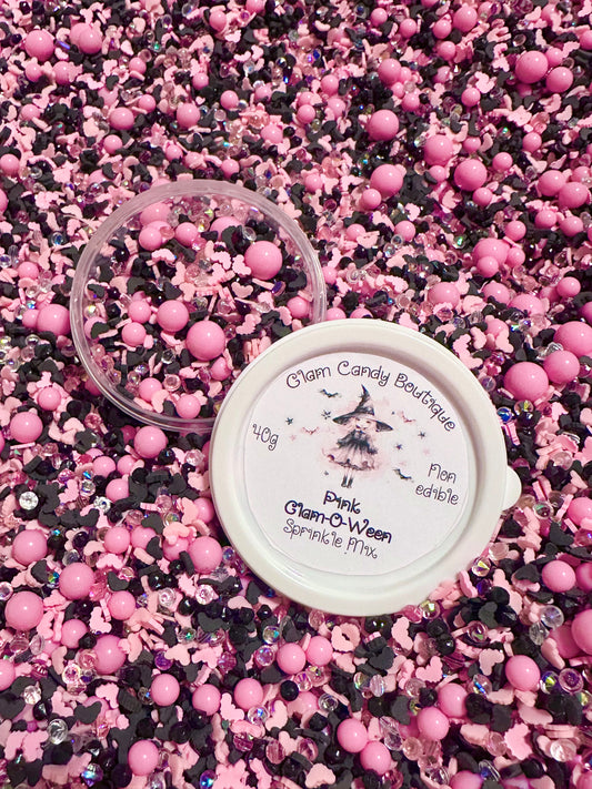 Pink Glam-O-Ween Sprinkles, Pink Halloween Sprinkles, Fake Sprinkles