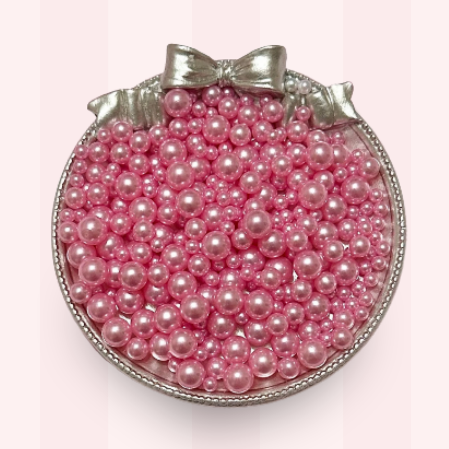 No Hole Pearls, Medium Pink Pearls, Mixed Sizes with No Hole, 40 Grams