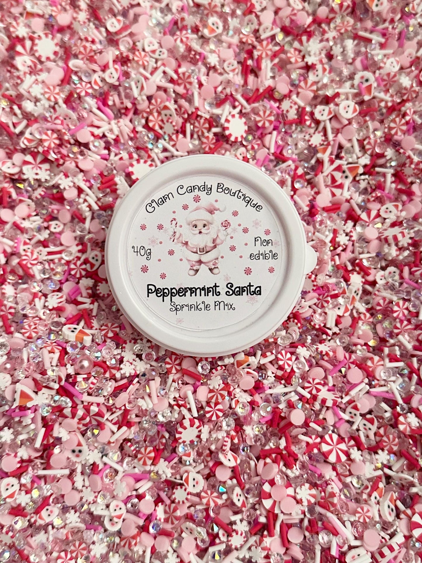 Peppermint Santa Sprinkles, Fake Pink Christmas Sprinkles