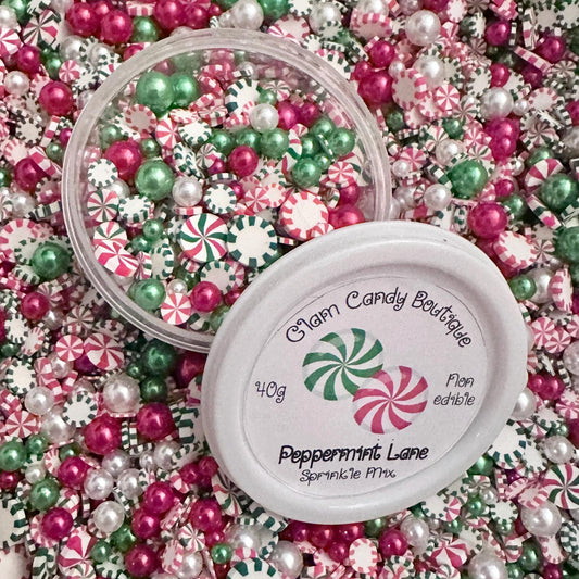 Peppermint Lane Sprinkles, Fake Peppermint Sprinkles, Christmas Sprinkles