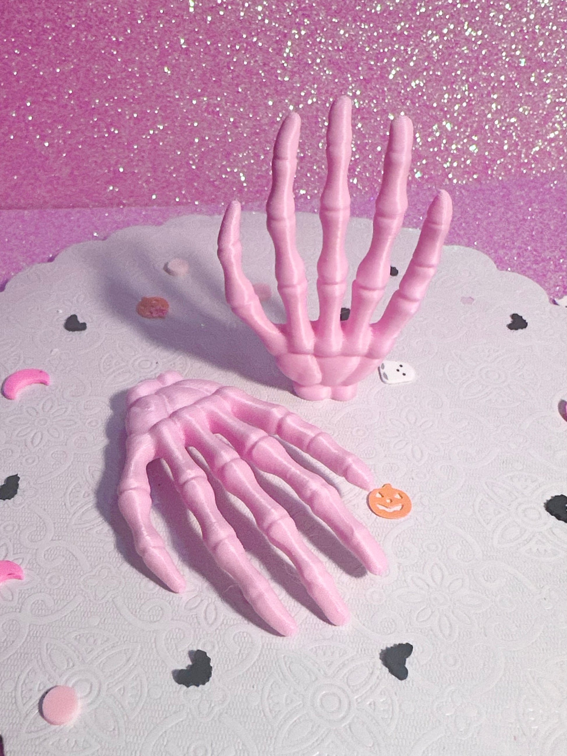 Mini Light Pink Skeleton Hands - Set of 8