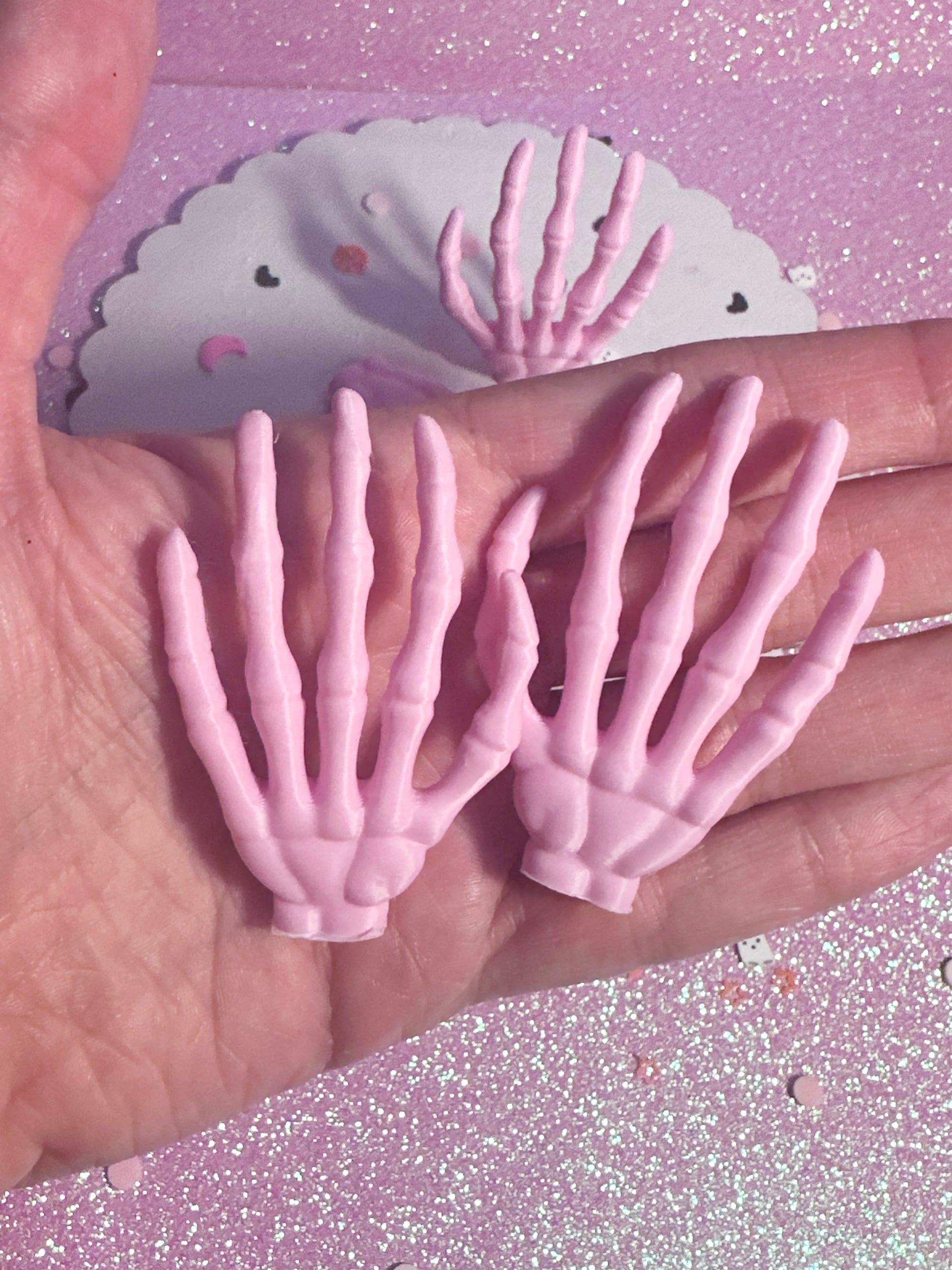 Mini Light Pink Skeleton Hands - Set of 8