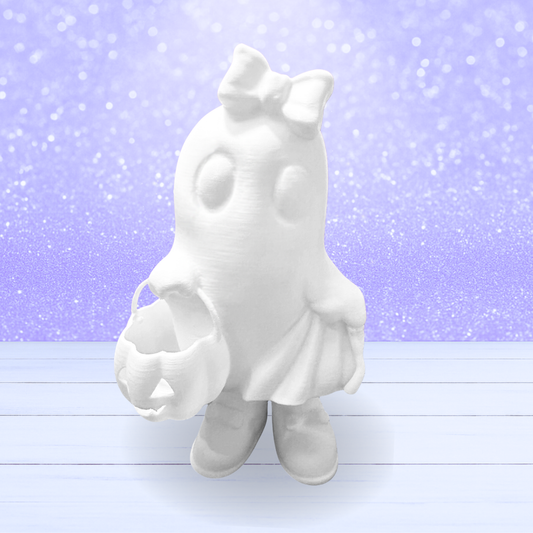 3D Mesh File - MEMBERS ONLY - - Paintable Ghost Girl with Candy Bucket -