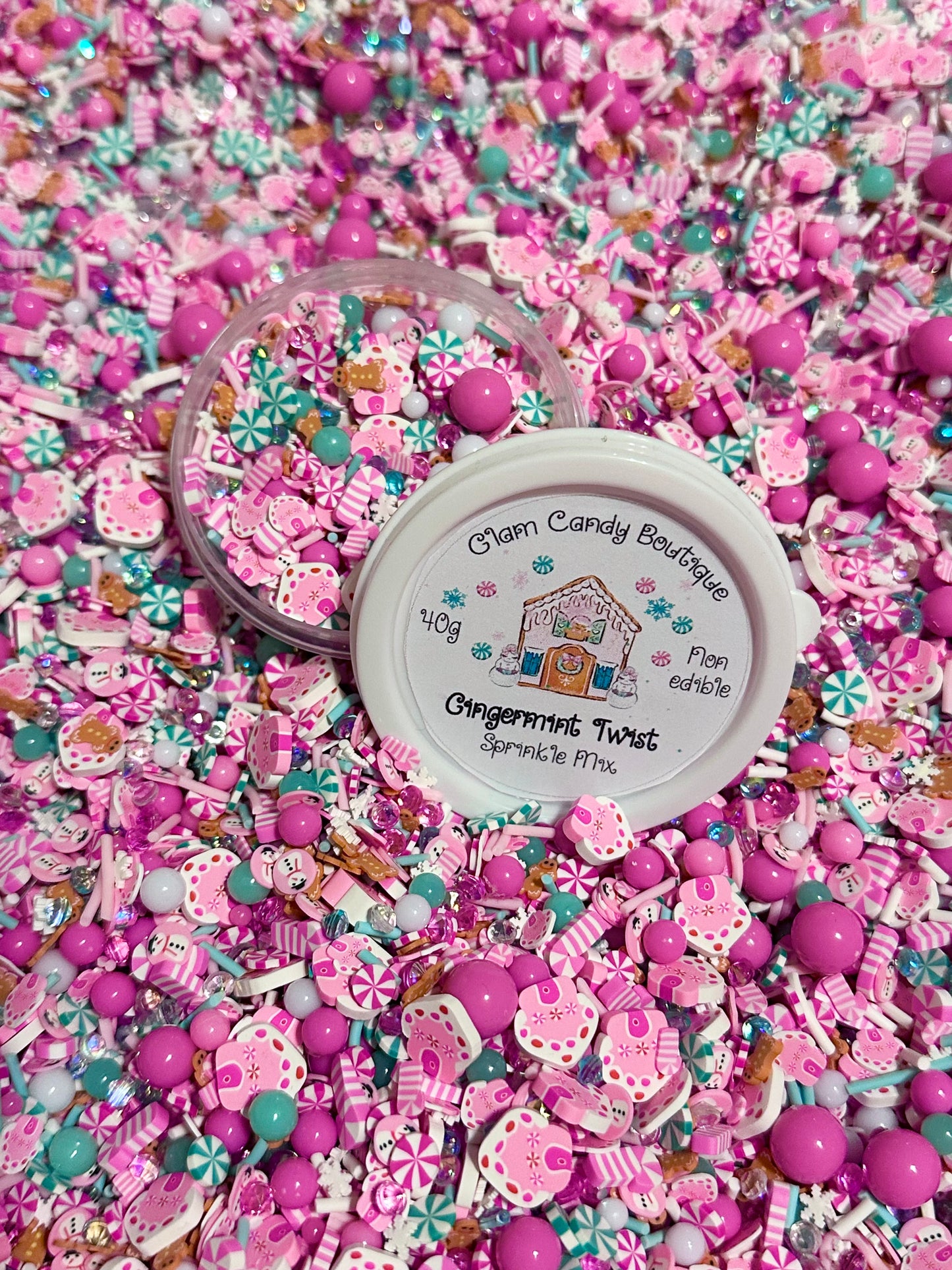 Gingermint Twist Sprinkles, Fake Gingerbread Sprinkles, 40 Grams