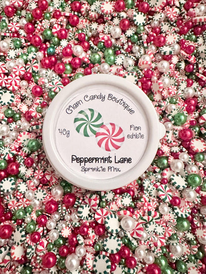 Peppermint Lane Sprinkles, Fake Peppermint Sprinkles, Christmas Sprinkles