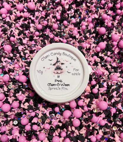 Pink Glam-O-Ween Sprinkles, Pink Halloween Sprinkles, Fake Sprinkles