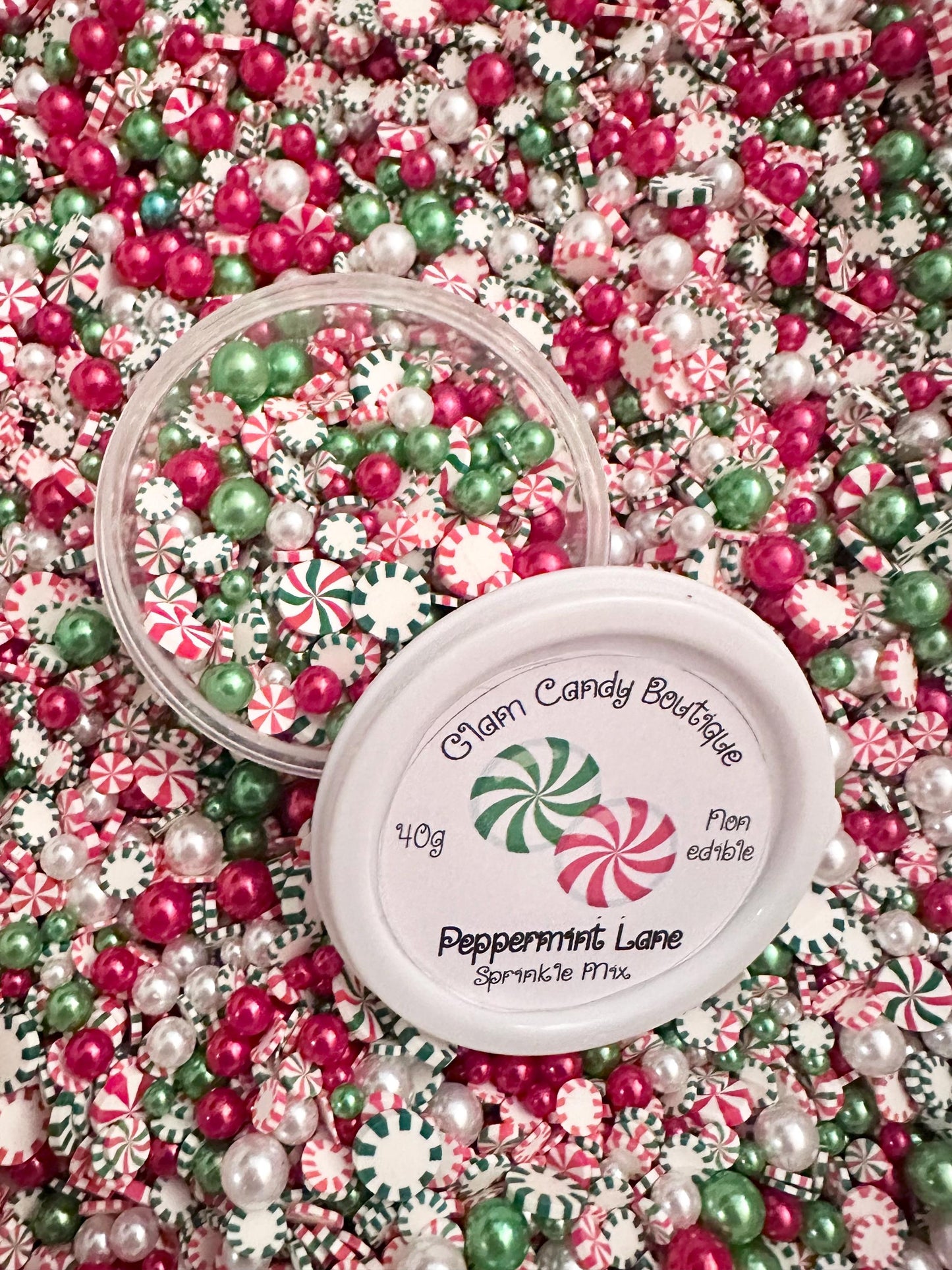 Peppermint Lane Sprinkles, Fake Peppermint Sprinkles, Christmas Sprinkles