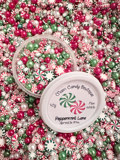 Peppermint Lane Sprinkles, Fake Peppermint Sprinkles, Christmas Sprinkles