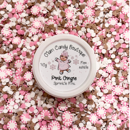Pink Gingie Sprinkles, Fake Peppermint Sprinkles, Gingerbread Sprinkles, Pink Christmas Sprinkles