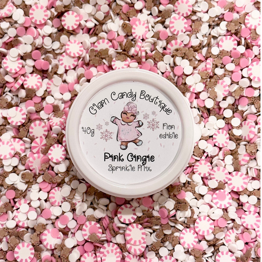 Pink Gingie Sprinkles, Fake Peppermint Sprinkles, Gingerbread Sprinkles, Pink Christmas Sprinkles