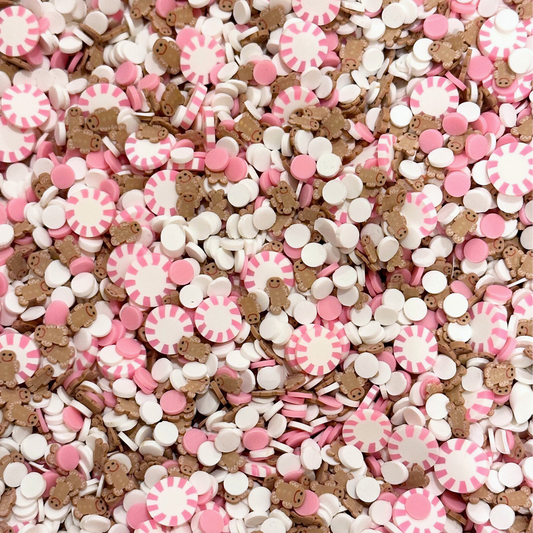 Pink Gingie Sprinkles, Fake Peppermint Sprinkles, Gingerbread Sprinkles, Pink Christmas Sprinkles