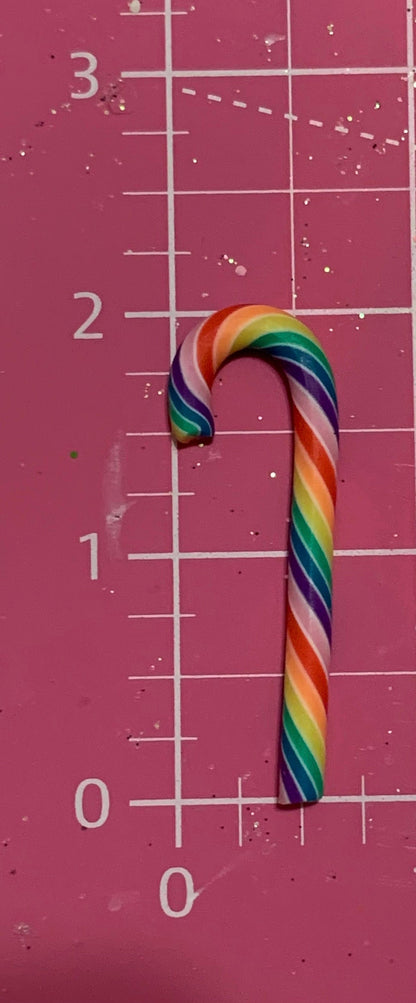 Mini Rainbow Polymer Clay Candy Canes Set of 10