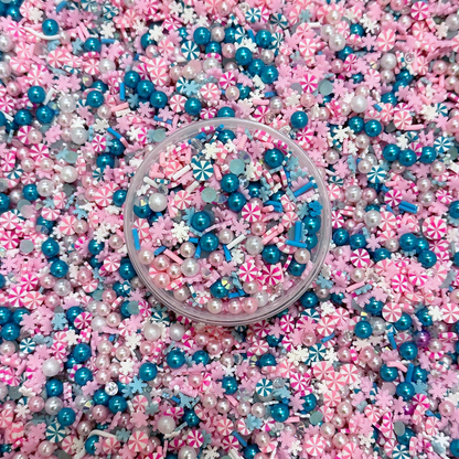Unicorn Christmas Sprinkles, Pink Christmas Sprinkles, Fake Sprinkles, Pastel Christmas Sprinkles, New Look! Gorgeous Blue Pearls Added!