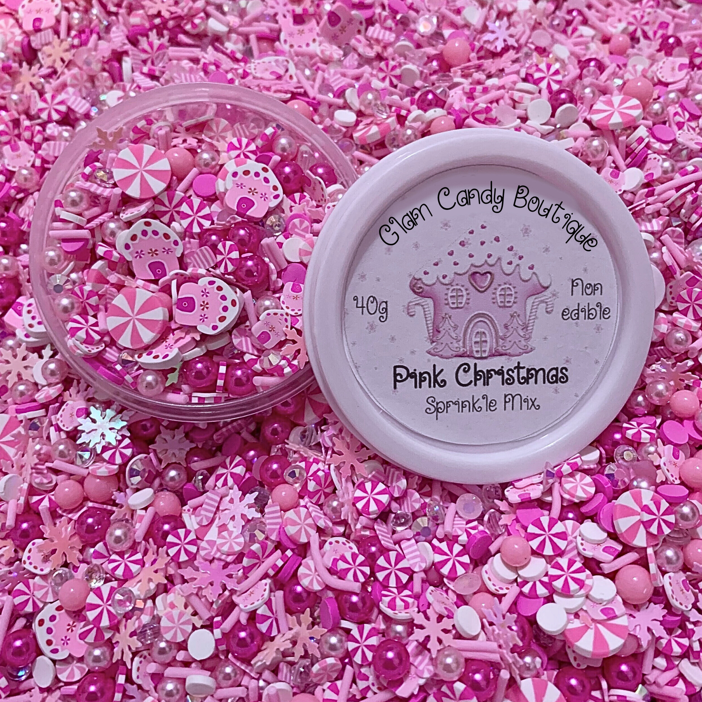 Pink Christmas Sprinkles, Fake Sprinkles, 40 Grams