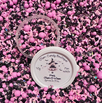 Pink Glam-O-Ween Sprinkles, Pink Halloween Sprinkles, Fake Sprinkles